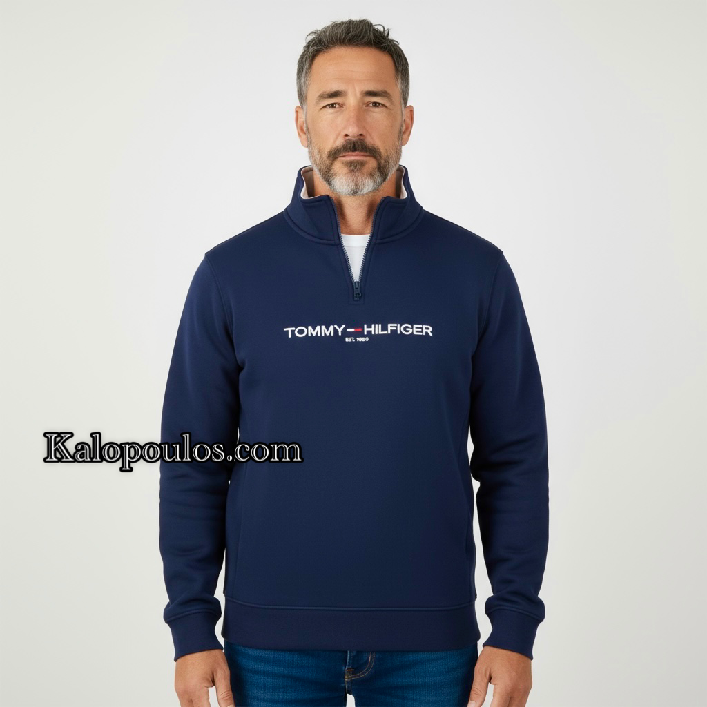 HALF ZIP ΦΟΥΤΕΡ ΤΟΜΜΥ ΜΠΛΕ ΣΚΟΥΡΟ