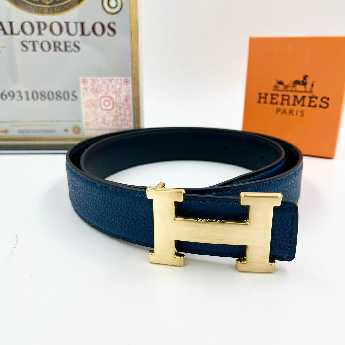 ΔΕΡΜΑΤΙΝΗ ΖΩΝΗ HERMES BLUE GOLD