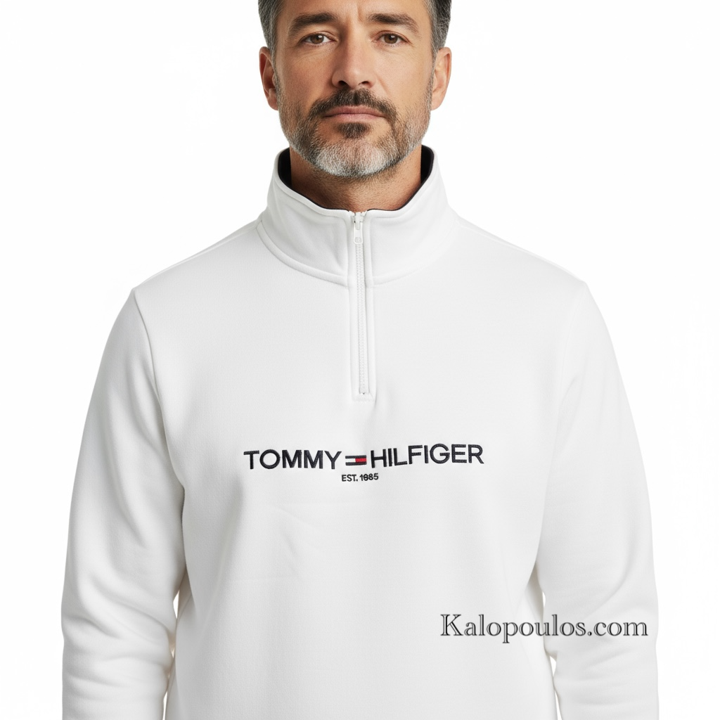 HALF ZIP ΦΟΥΤΕΡ ΤΟΜΜΥ ΛΕΥΚΟ