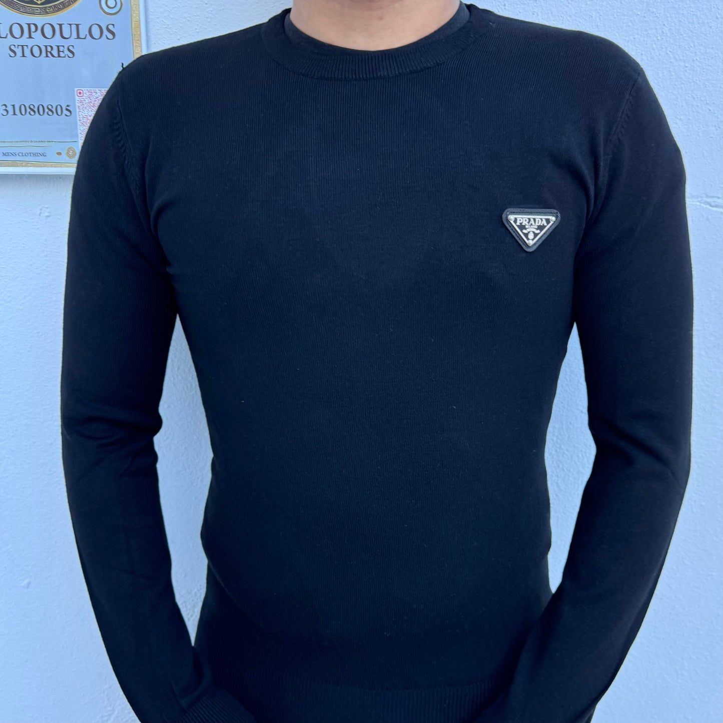 ΠΛΕΚΤΗ ΜΠΛΟΥΖΑ ΛΑΙΜΟΚΟΨΗ PRADA BLACK