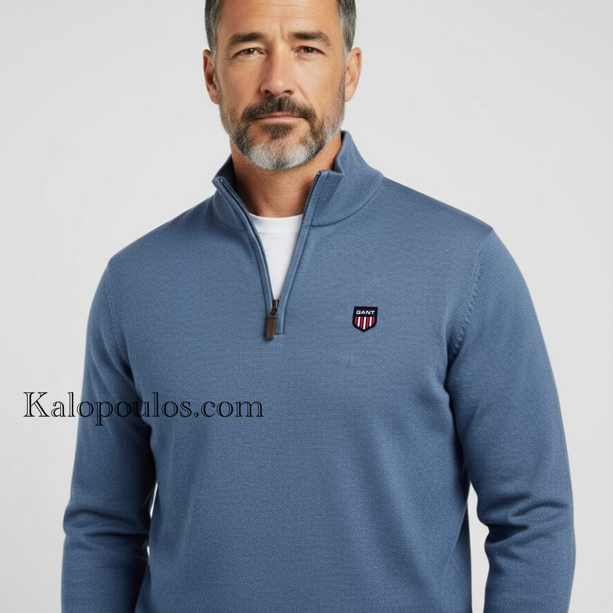 HALF ZIP ΠΛΕΚΤΗ ΜΠΛΟΥΖΑ GANT LIGHT BLUE