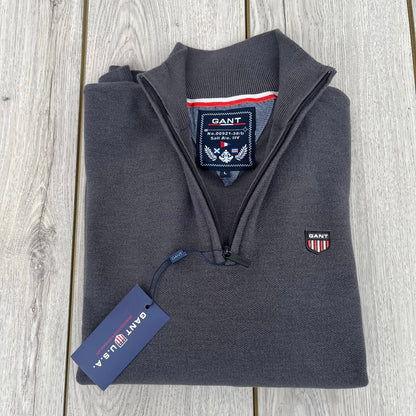 HALF ZIP ΠΛΕΚΤΗ ΜΠΛΟΥΖΑ GANT ΓΚΡΙ