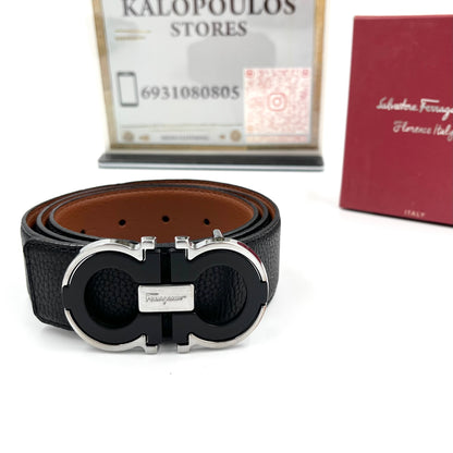 ΔΕΡΜΑΤΙΝΗ ΖΩΝΗ SALVATORE FERRAGAMO BLACK SILVER