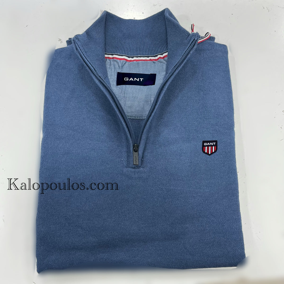 HALF ZIP ΠΛΕΚΤΗ ΜΠΛΟΥΖΑ GANT LIGHT BLUE
