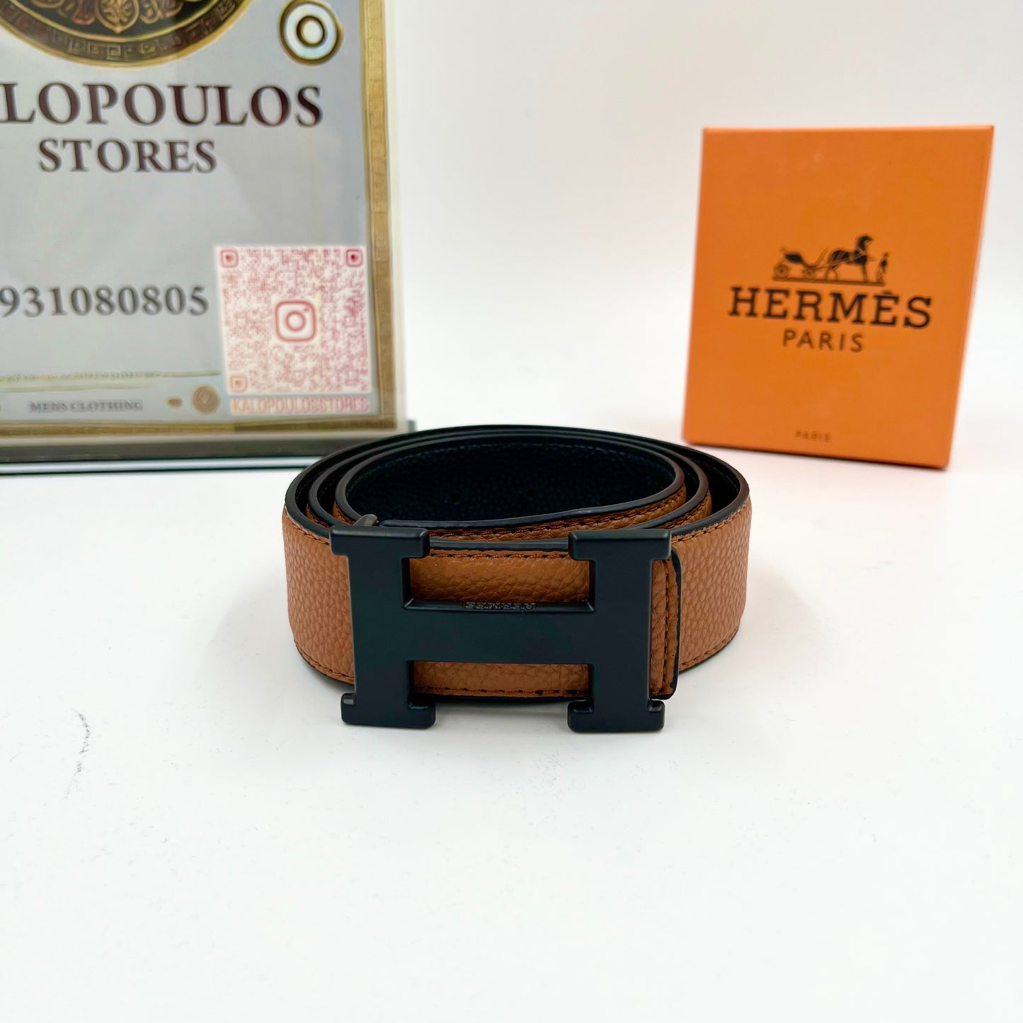 ΔΕΡΜΑΤΙΝΗ ΖΩΝΗ HERMES BROWN BLACK