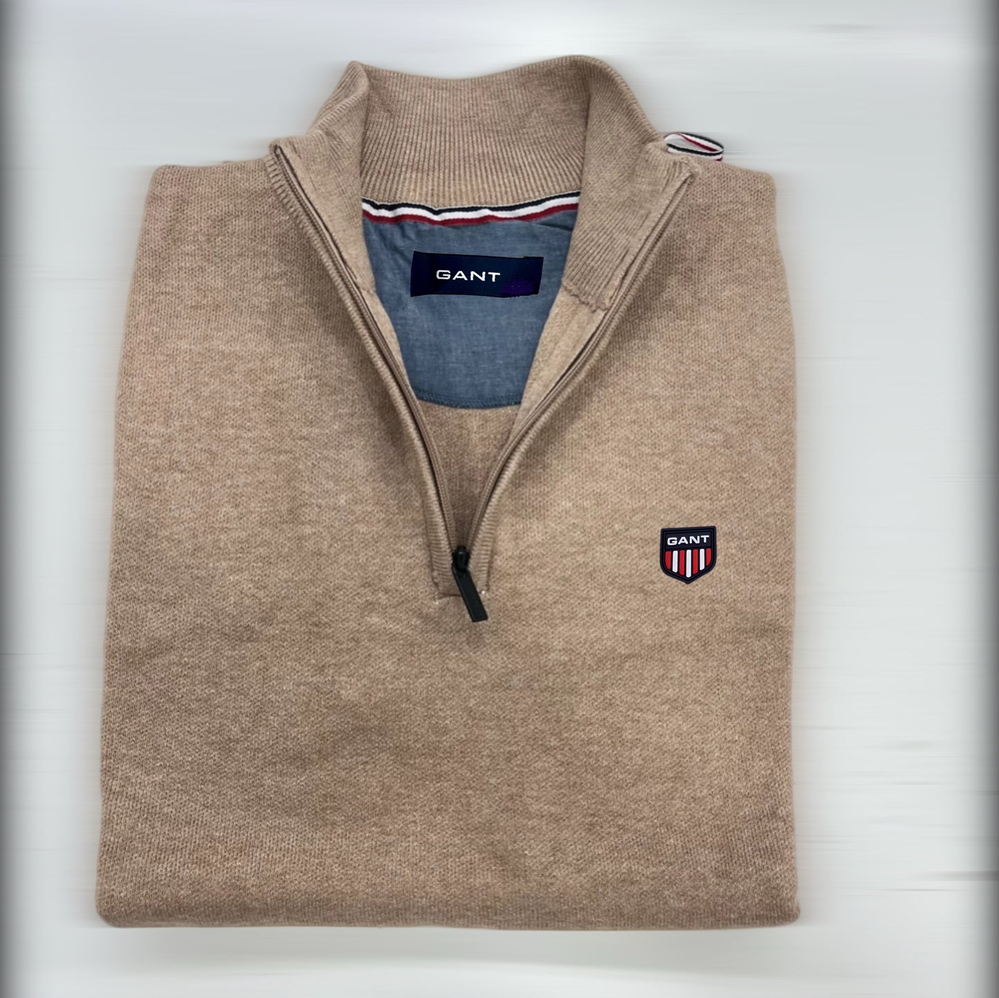 HALF ZIP ΠΛΕΚΤΗ ΜΠΛΟΥΖΑ GANT LIGHT CAMEL