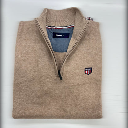 HALF ZIP ΠΛΕΚΤΗ ΜΠΛΟΥΖΑ GANT LIGHT CAMEL