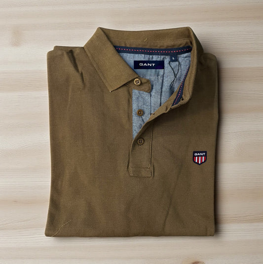 ΜΑΚΡΥΜΑΝΙΚΗ ΜΠΛΟΥΖΑ ΠΙΚΕ GANT ΜΕ ΓΙΑΚΑ CAMEL