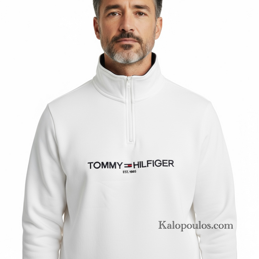 HALF ZIP ΦΟΥΤΕΡ ΤΟΜΜΥ ΛΕΥΚΟ