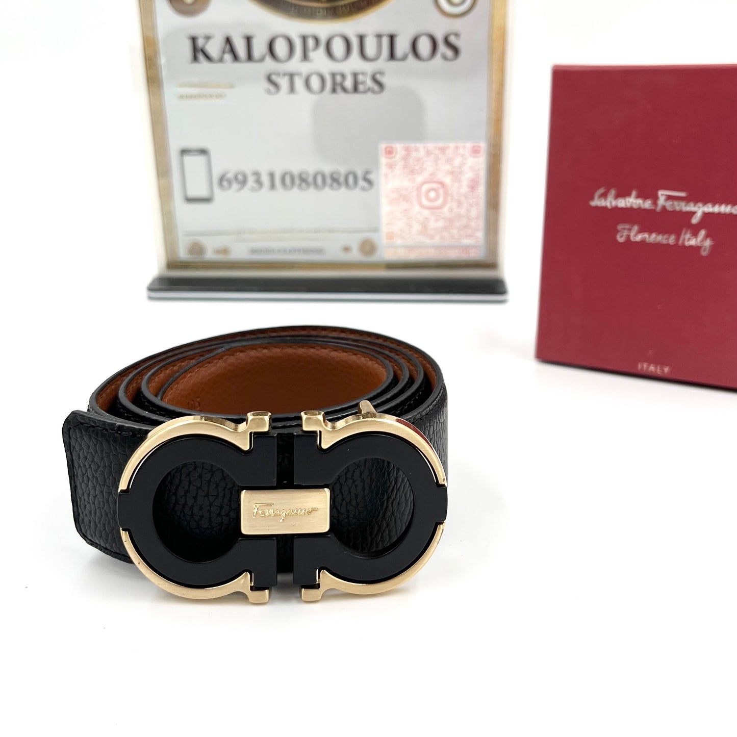 ΔΕΡΜΑΤΙΝΗ ΖΩΝΗ SALVATORE FERRAGAMO BLACK-GOLD