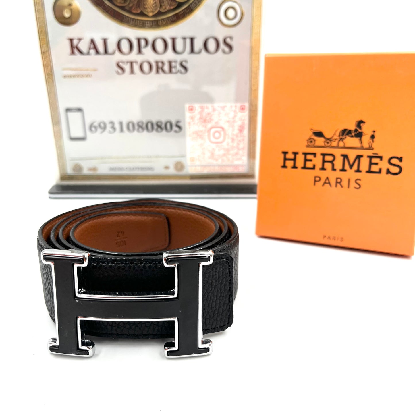 ΔΕΡΜΑΤΙΝΗ ΖΩΝΗ HERMES DOUBLE BLACK-SILVER