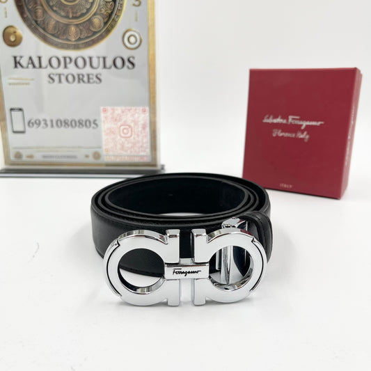 ΔΕΡΜΑΤΙΝΗ ΖΩΝΗ SALVATORE FERRAGAMO BLACK SILVER