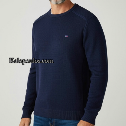 ΠΛΕΚΤΗ ΜΠΛΟΥΖΑ ΜΕ ΛΑΙΜΟΚΟΨΗ TOMMY NAVY BLUE