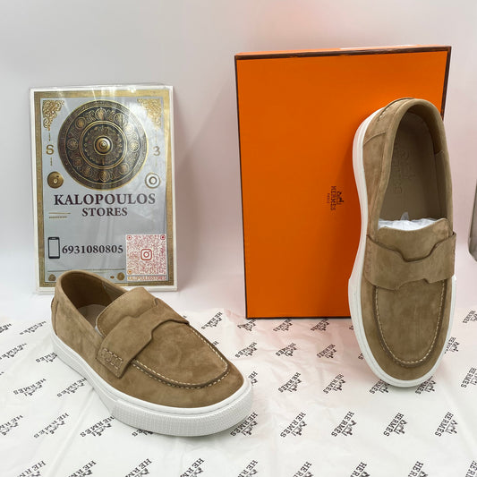 Hermes Loafer leather suede beige(ΜΠΕΖ)