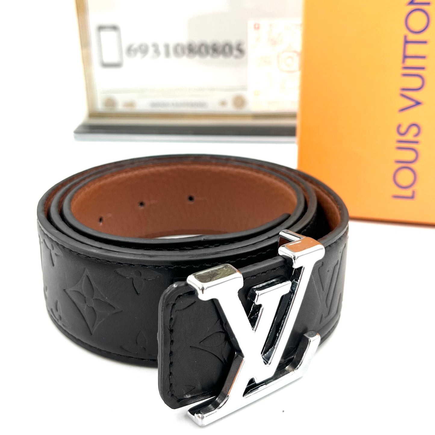 ΔΕΡΜΑΤΙΝΗ ΖΩΝΗ LV BLACK SILVER MONOGRAM