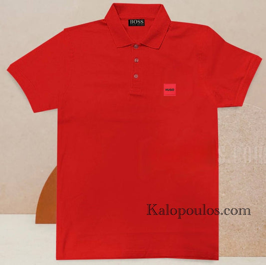 ΜΑΚΡΥΜΑΝΙΚΗ ΜΠΛΟΥΖΑ ΠΙΚΕ HUGO BOSS ΜΕ ΚΟΚΙΝΗ