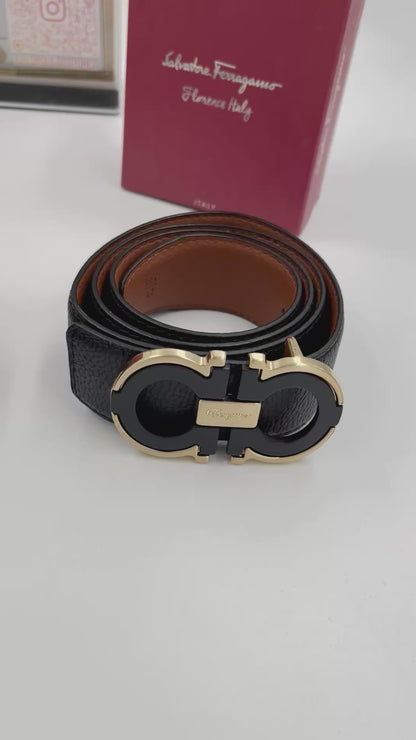 ΔΕΡΜΑΤΙΝΗ ΖΩΝΗ SALVATORE FERRAGAMO BLACK GOLD SILVER