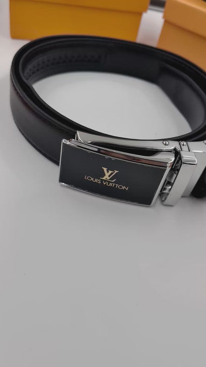 ΔΕΡΜΑΤΙΝΗ ΖΩΝΗ LV BLACK SILVER MONOGRAM